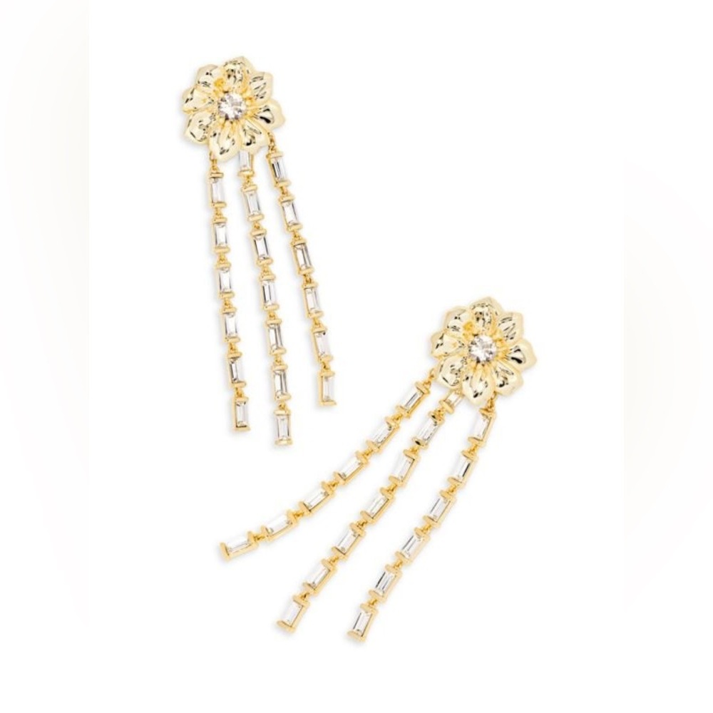 Kendra Scott x Emily Travis Gold Cameron Statement Earrings in White Crystal